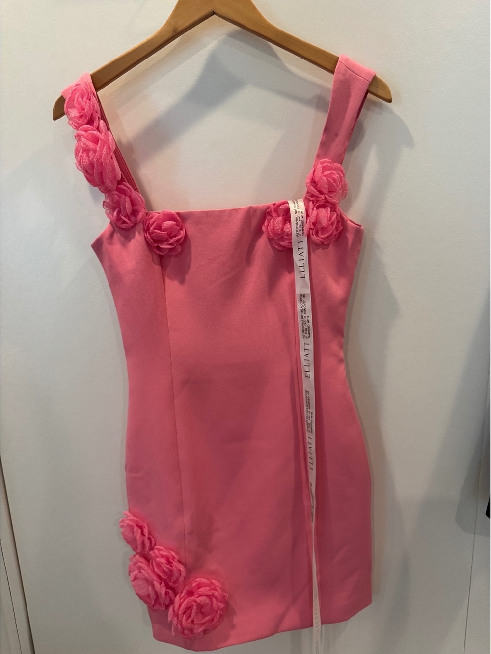 ELLIATT Troupe Pink Dress with Floral Appliques Mini Dress Size S NWT